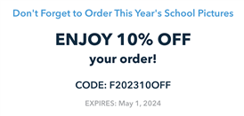  Picture Day 10% Off Code: F202310OFF